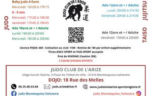 ⏰ Horaires des cours – À vos kimonos !