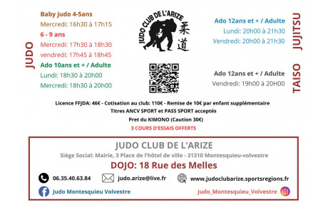 ⏰ Horaires des cours – À vos kimonos !